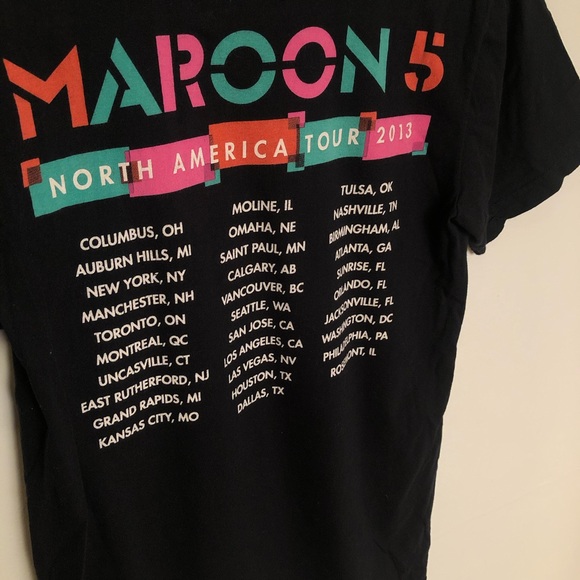 Maroon 5 2013 Graphic North America Tour Concert Tee Shirt Short Sleeve Shirt - Picture 4 of 6